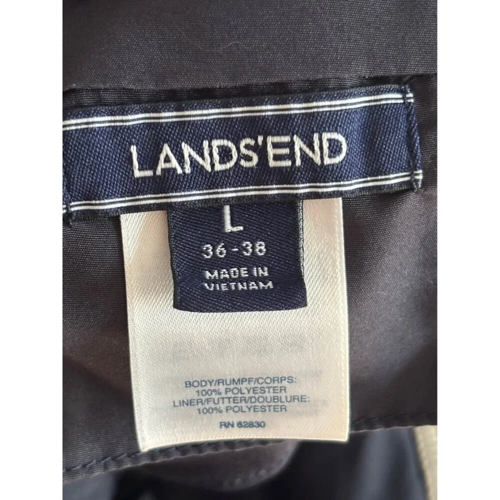 Lands' End Men's Swim Trunks Size L Large 36-38 Black Beige Side Stripe Board Sh